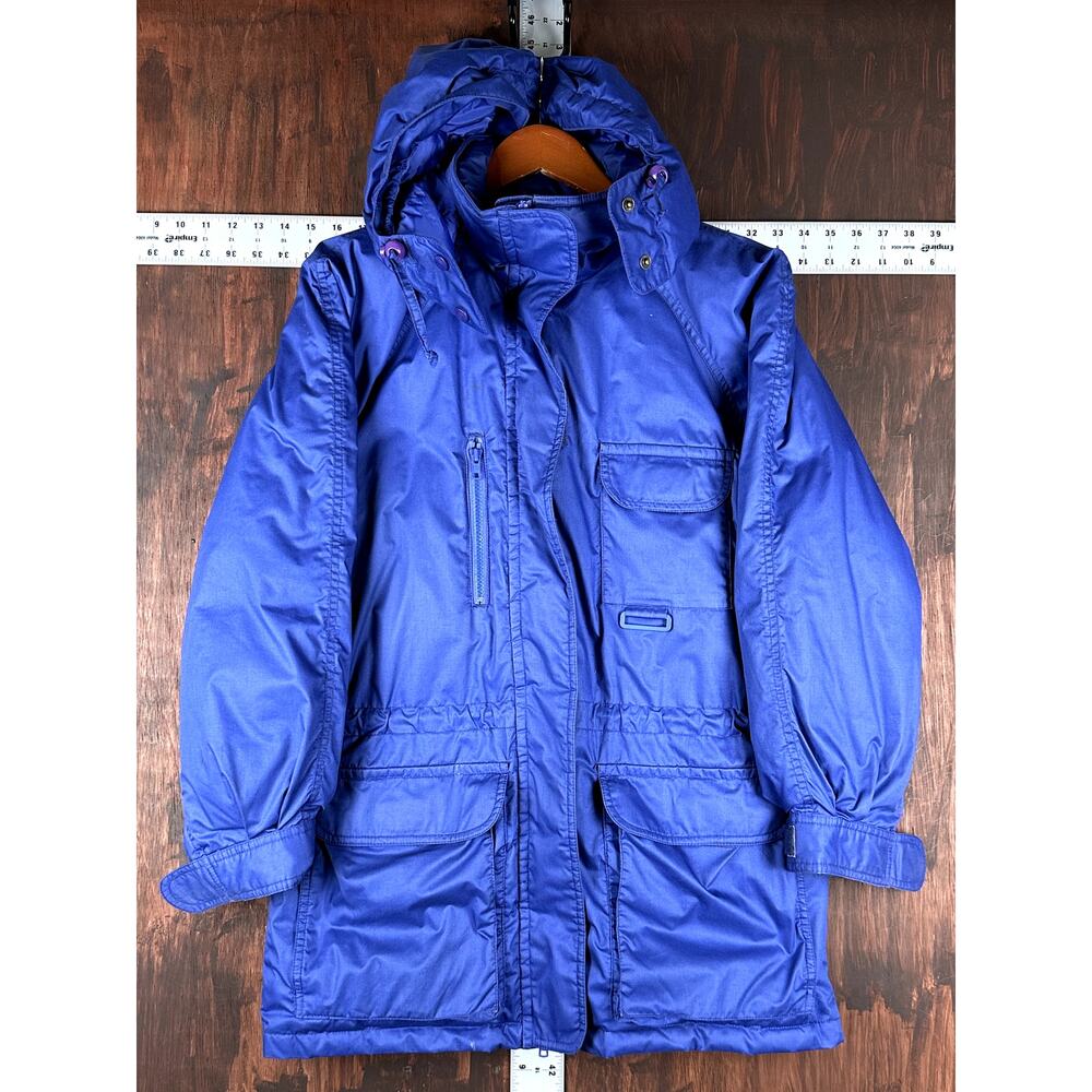 Eddie Bauer Goose Down Jacket Coat Parka Premium Q Blue Womens Small Vintage 90s